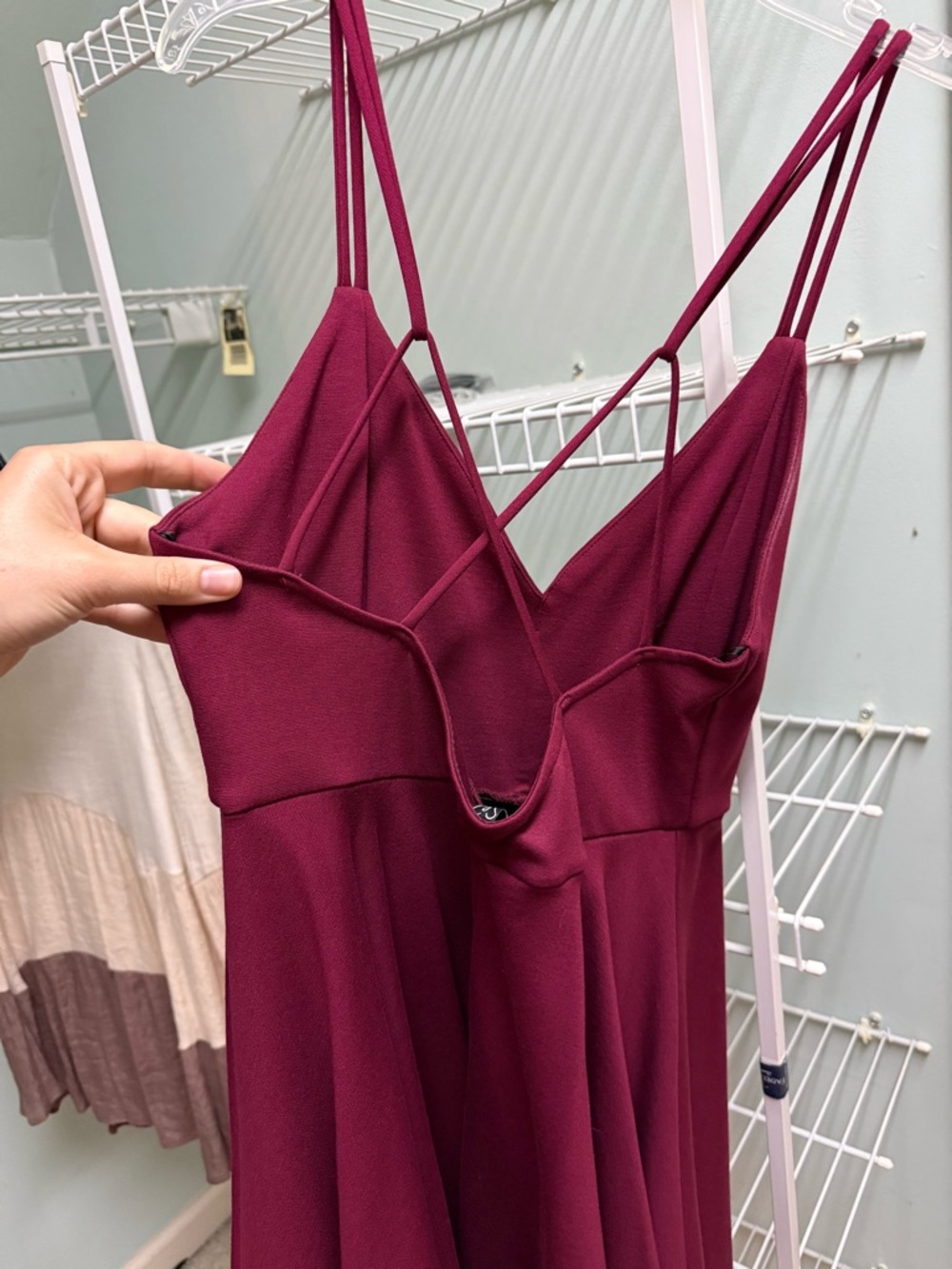 Windsor Deep Plum Maroon Double-Strap Mini Dress - Picture 3 of 6